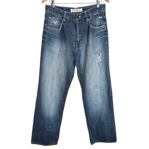 Vintage Y2K Avirex Men's Distressed Baggy Fit Straight Leg Streetwear Jeans 32